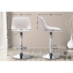 Taburete de bar Camden en tela cromada color crema