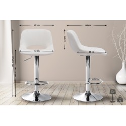 Taburete de bar cromado de terciopelo color crema Camden