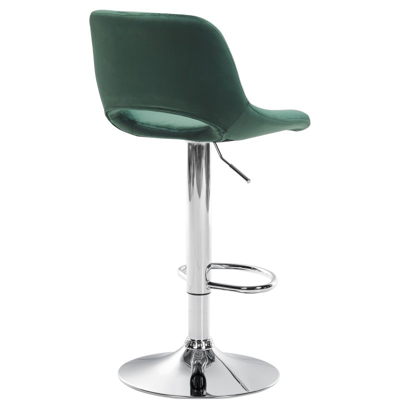 Taburete de bar cromado de terciopelo verde Camden