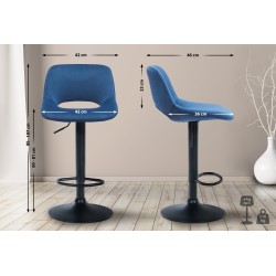 Taburete de bar Camden de terciopelo azul y negro