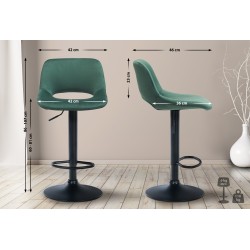 Taburete de bar Camden en terciopelo negro y verde