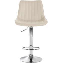 Juego de 2 taburetes de bar Toni en piel sintética cromada color crema