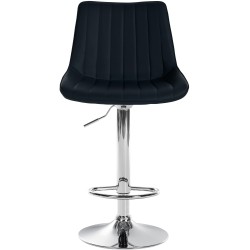 Juego de 2 taburetes de bar Toni en piel sintética cromada negra
