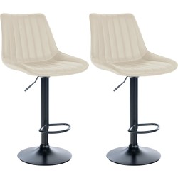 Juego de 2 taburetes de bar Toni en piel sintética color negro y crema