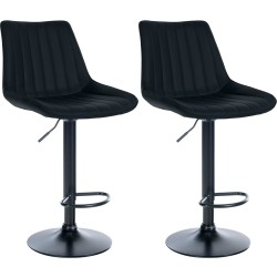 Juego de 2 taburetes de bar Toni en piel sintética negra