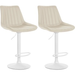 Juego de 2 taburetes de bar Toni en piel sintética color blanco crema