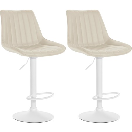 Juego de 2 taburetes de bar Toni en piel sintética color blanco crema