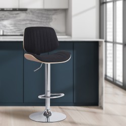 Juego de 2 taburetes de bar Clawson en tejido cromo natura/negro