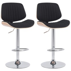 Juego de 2 taburetes de bar Clawson en tejido cromo natura/negro