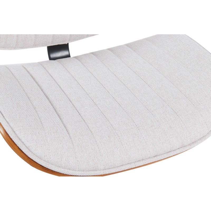 Juego de 2 taburetes de bar Clawson en tela cromada, color nogal/crema