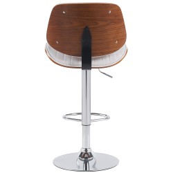 Juego de 2 taburetes de bar Clawson en tela cromada, color nogal/crema