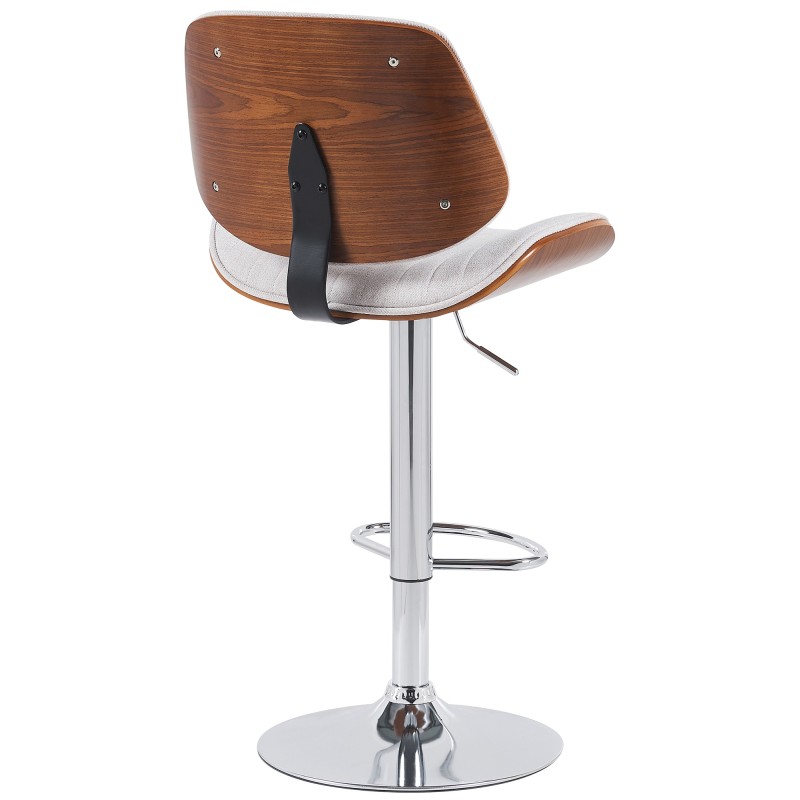 Juego de 2 taburetes de bar Clawson en tela cromada, color nogal/crema