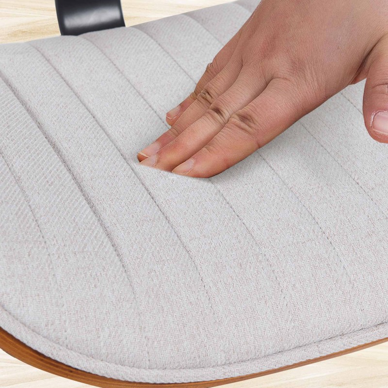 Juego de 2 taburetes de bar Clawson en tela cromada, color nogal/crema