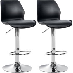 Juego de 2 taburetes de bar Gilbert, plástico negro