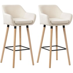 Juego de 2 taburetes de bar Grant en tela beige