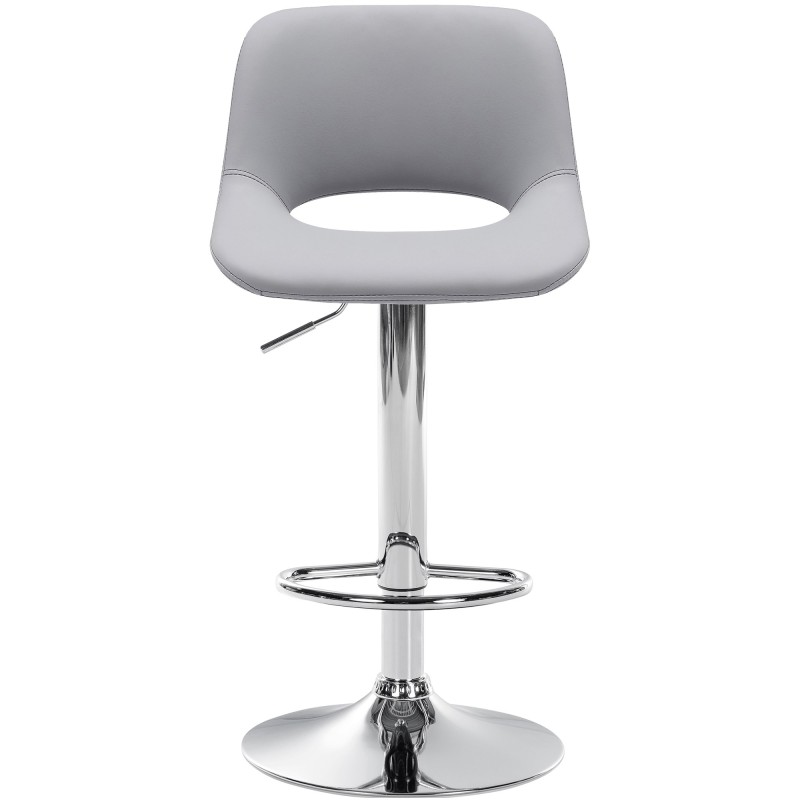 Juego de 2 taburetes de bar Camden, piel sintética, gris cromado