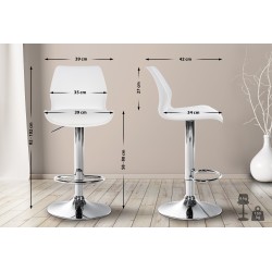 Juego de 2 taburetes de bar Gilbert, plástico blanco