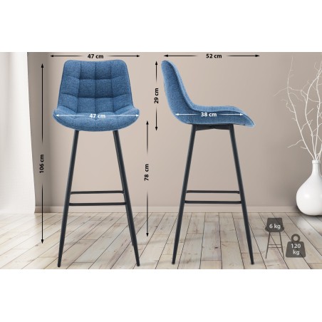 Taburete de bar de tela azul Dartford