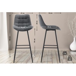 Taburete de bar Dartford en tela gris oscuro