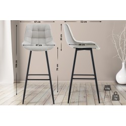 Taburete de bar Dartford de terciopelo gris