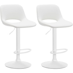 Juego de 2 taburetes de bar Camden, piel sintética, color blanco