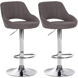 Juego de 2 taburetes de bar Milet en tela gris oscuro C