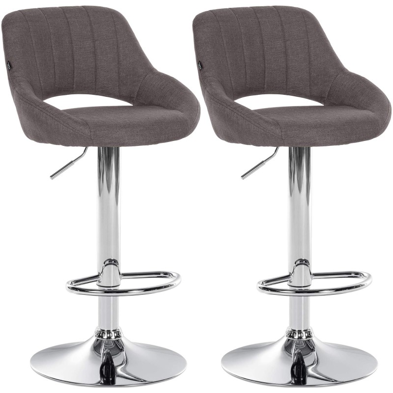 Juego de 2 taburetes de bar Milet en tela gris oscuro C