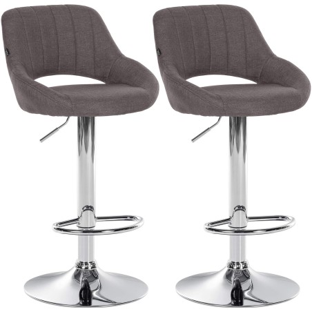 Juego de 2 taburetes de bar Milet en tela gris oscuro C