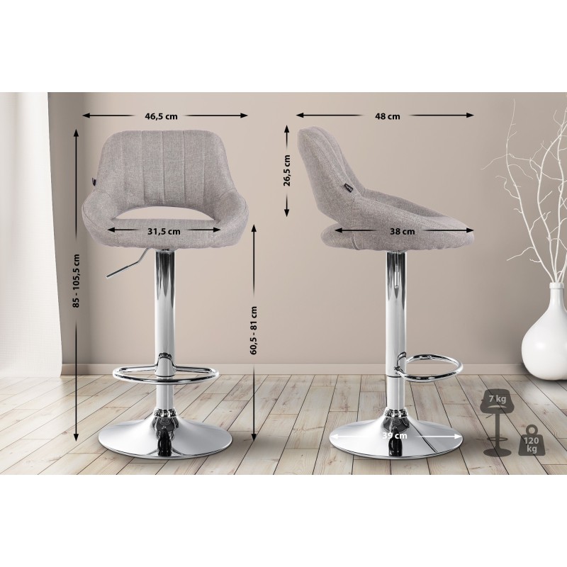 Juego de 2 taburetes de bar Milet en tela gris C