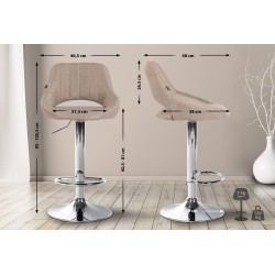 Juego de 2 taburetes de bar Milet en tela color topo C