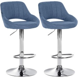 Juego de 2 taburetes de bar Milet en tela azul C
