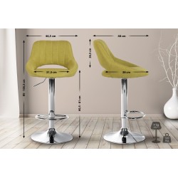 Juego de 2 taburetes de bar Milet en tela verde C