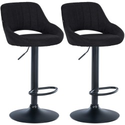 Juego de 2 taburetes de bar Milet en tela negra B
