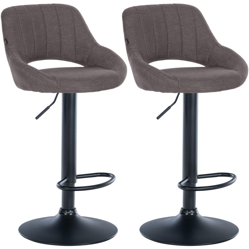 Juego de 2 taburetes de bar Milet en tela gris oscuro B
