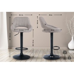 Juego de 2 taburetes de bar Milet en tela gris B
