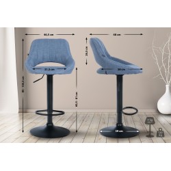 Juego de 2 taburetes de bar Milet en tela azul B