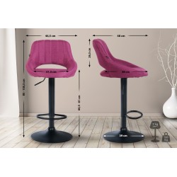 Juego de 2 taburetes de bar Milet en tela violeta B