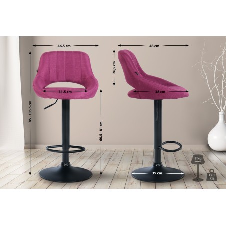 Juego de 2 taburetes de bar Milet en tela violeta B