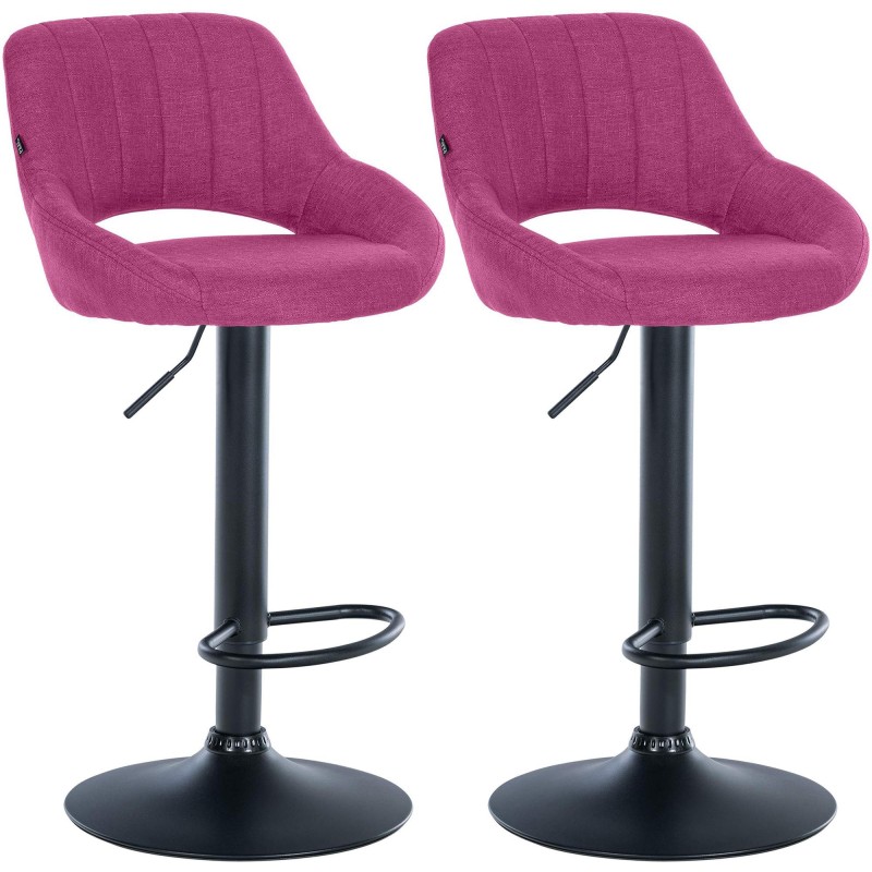 Juego de 2 taburetes de bar Milet en tela violeta B