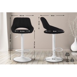 Juego de 2 taburetes de bar Milet en tela negra W