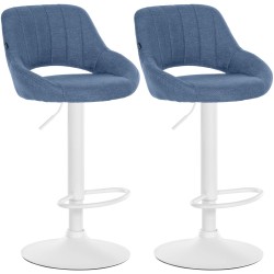 Juego de 2 taburetes de bar Milet en tela azul W