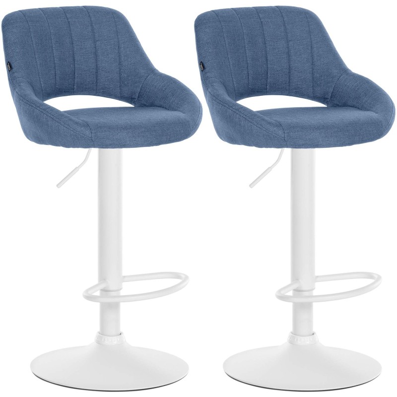 Juego de 2 taburetes de bar Milet en tela azul W