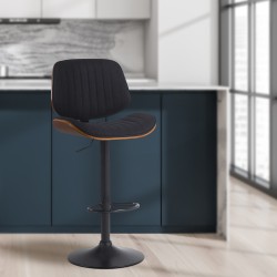 Juego de 2 taburetes de bar Clawson en nogal negro/tela negra