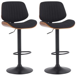 Juego de 2 taburetes de bar Clawson en nogal negro/tela negra