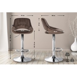 Juego de 2 taburetes de bar Milet en terciopelo marrón C