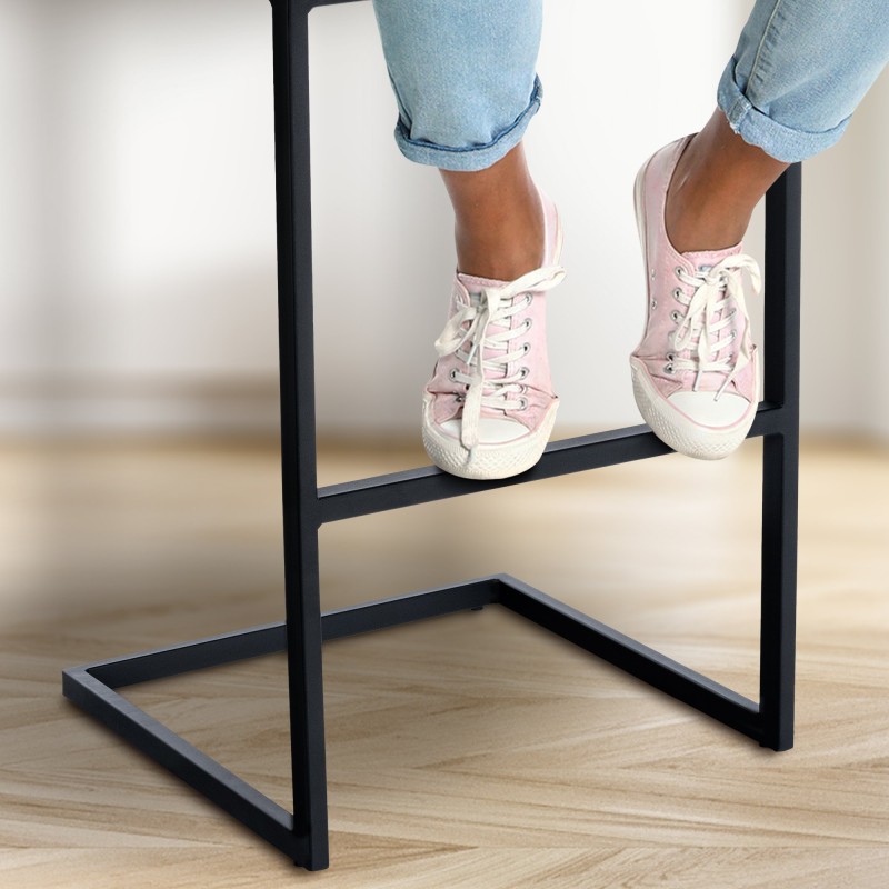 Taburete de bar Hopewell de tela gris oscuro B