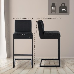 Taburete de bar Hopewell de tela gris oscuro B