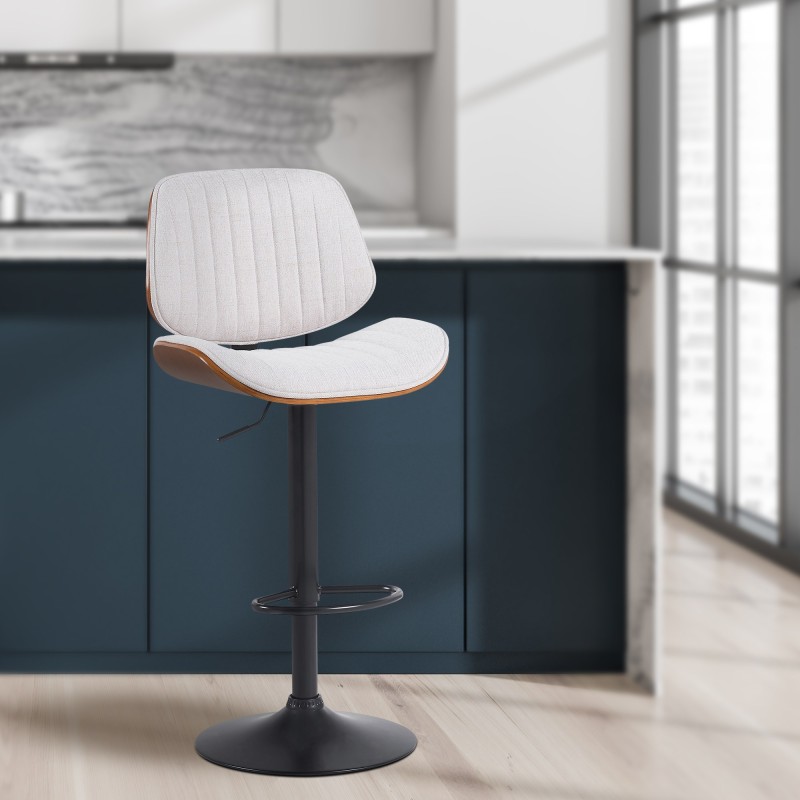 Taburete de bar Clawson en tela nogal negro/crema