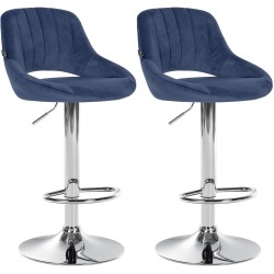 Juego de 2 taburetes de bar Milet de terciopelo C azul