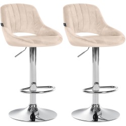 Juego de 2 taburetes de bar Milet de terciopelo C crema